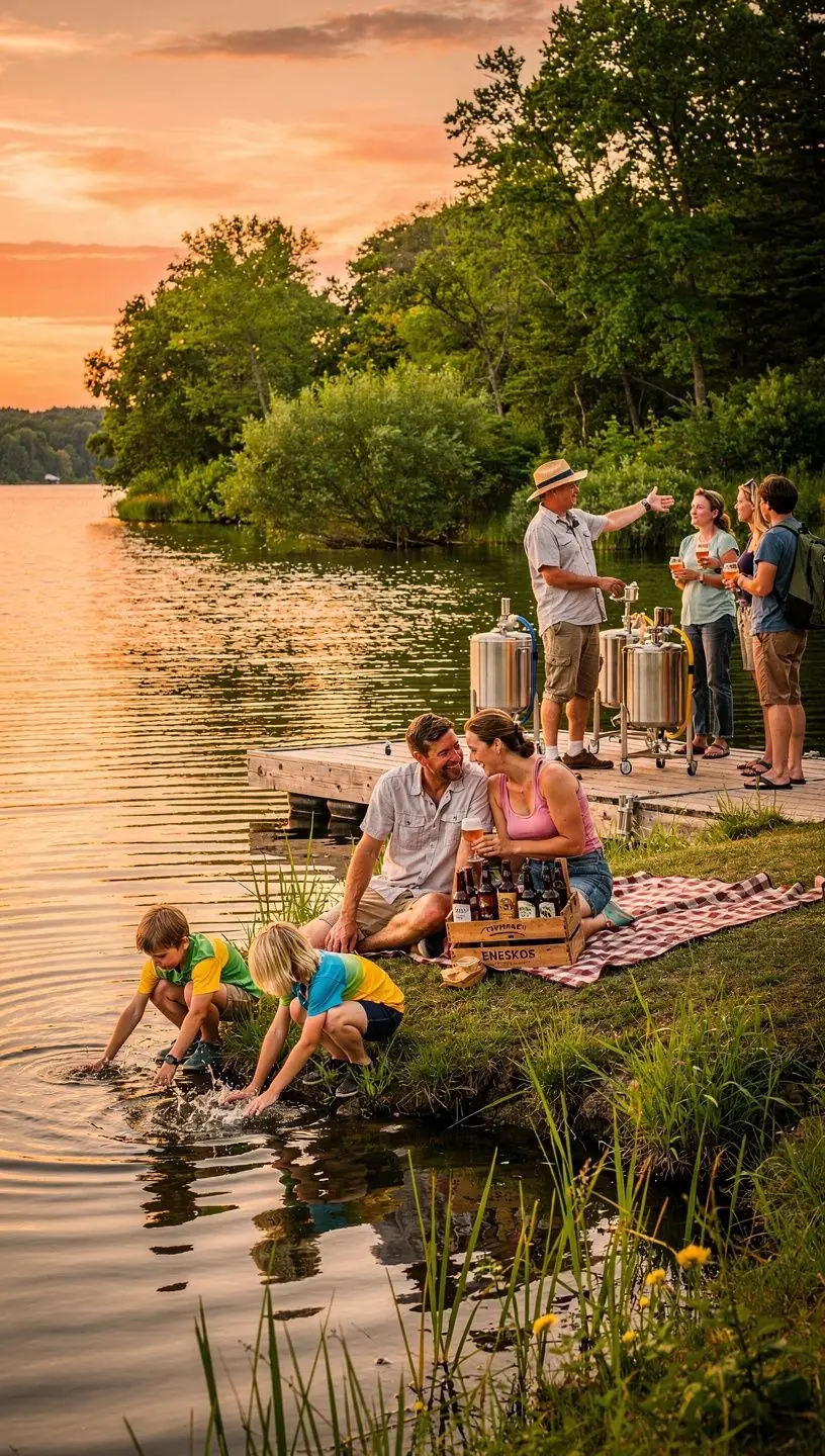 Посетители наслаждаются атмосферой местной пивной культуры на улице пивоварни.